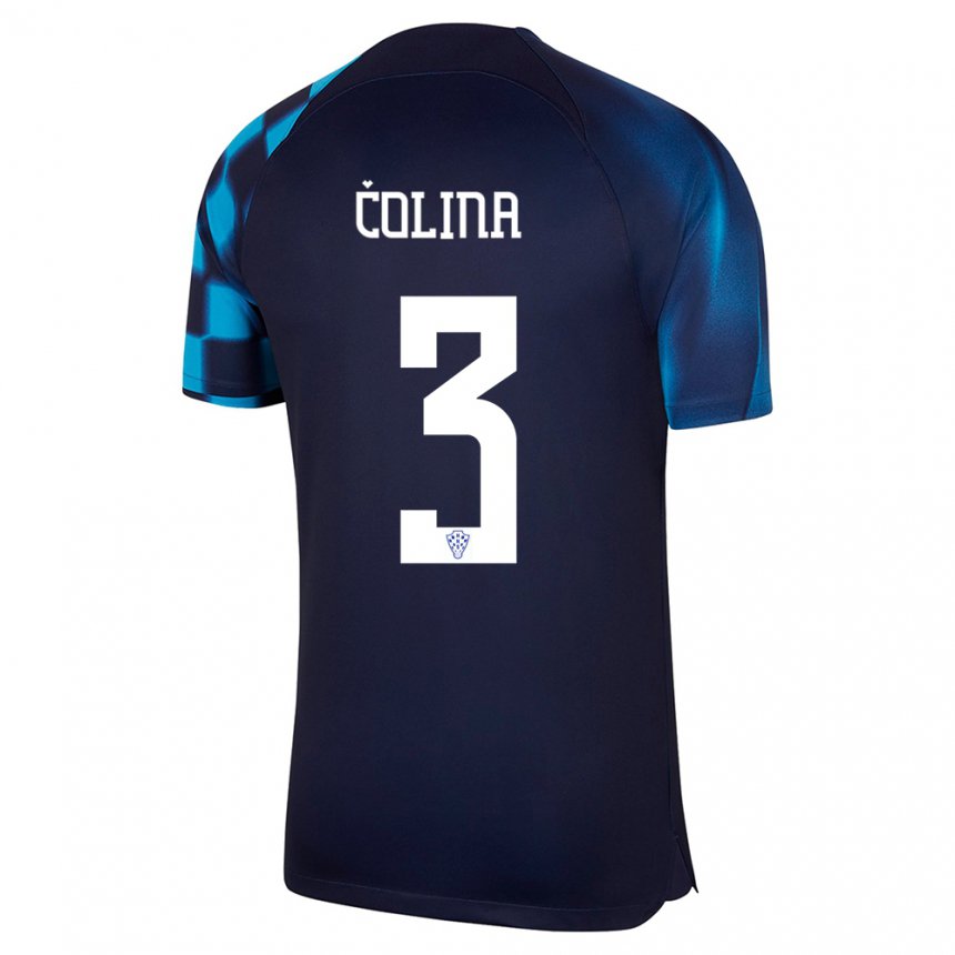 Niño Camiseta Croacia David Colina #3 Azul Oscuro 2ª Equipación 22-24 La Camisa