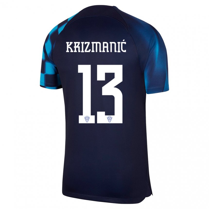 Niño Camiseta Croacia Kresimir Krizmanic #13 Azul Oscuro 2ª Equipación 22-24 La Camisa