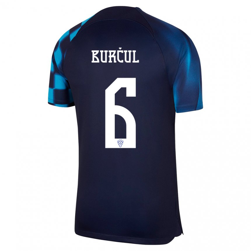 Niño Camiseta Croacia Bruno Burcul #6 Azul Oscuro 2ª Equipación 22-24 La Camisa