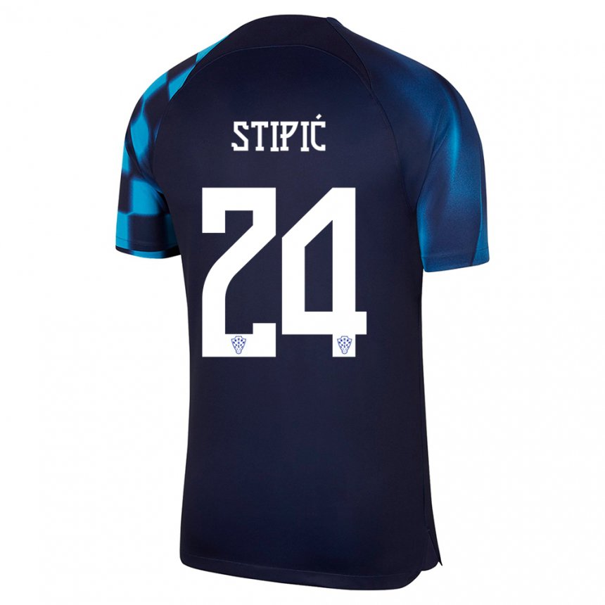 Niño Camiseta Croacia Mihael Stipic #24 Azul Oscuro 2ª Equipación 22-24 La Camisa