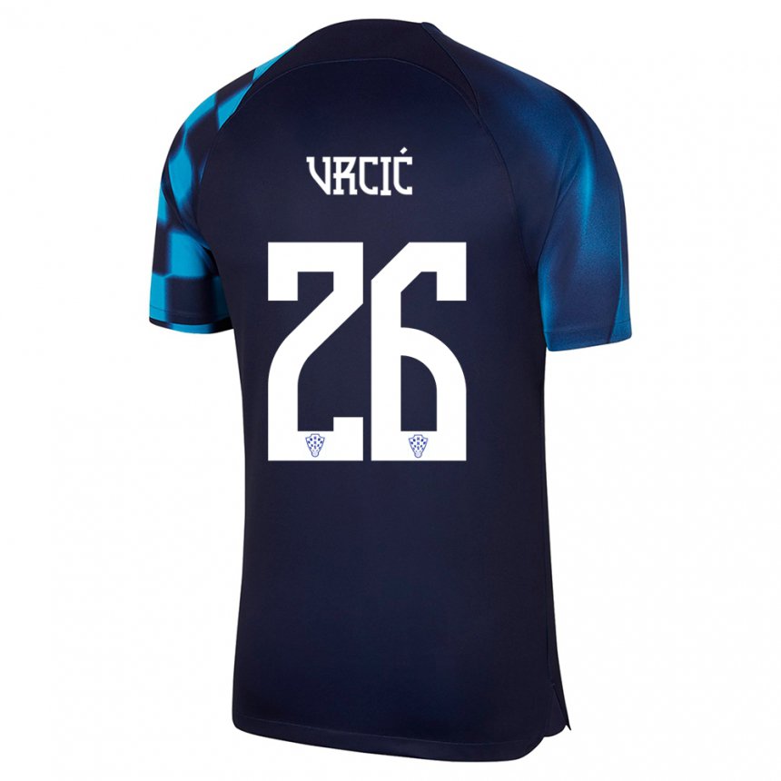 Niño Camiseta Croacia Jere Vrcic #26 Azul Oscuro 2ª Equipación 22-24 La Camisa