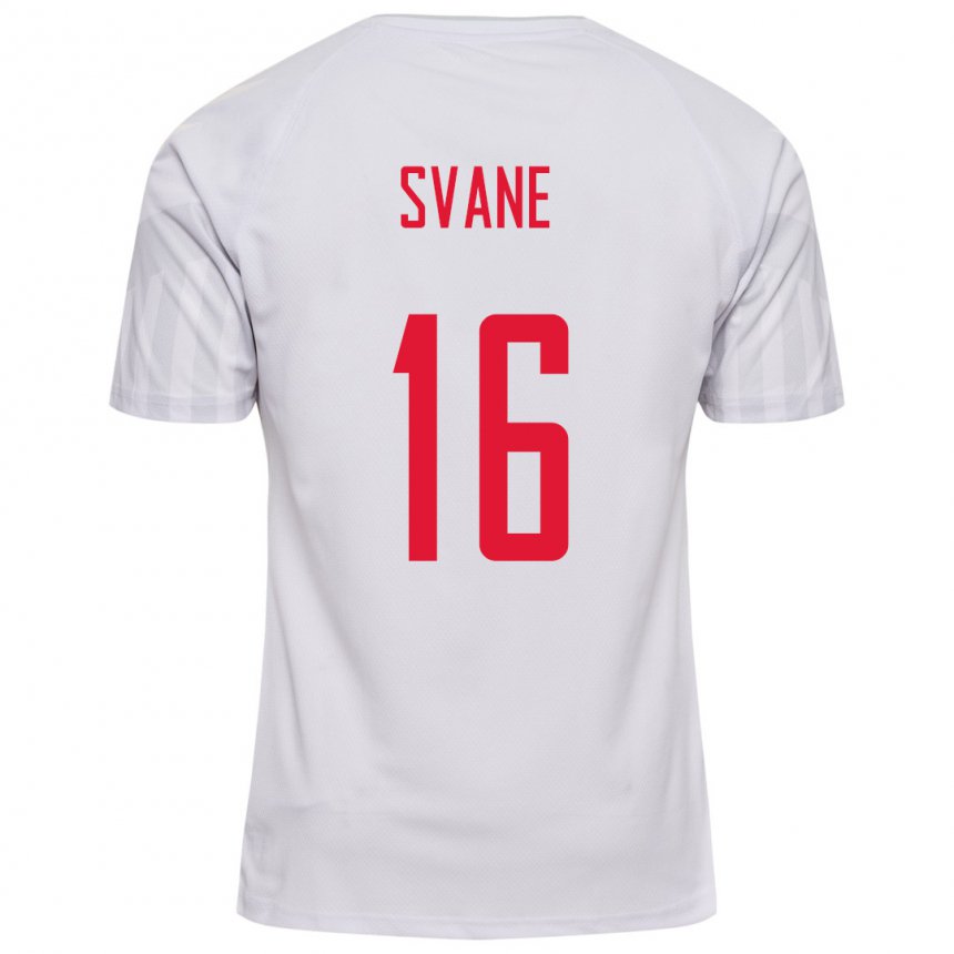 Niño Camiseta Dinamarca Katrine Svane #16 Blanco 2ª Equipación 22-24 La Camisa