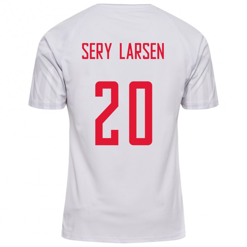 Niño Camiseta Dinamarca Japhet Sery Larsen #20 Blanco 2ª Equipación 22-24 La Camisa