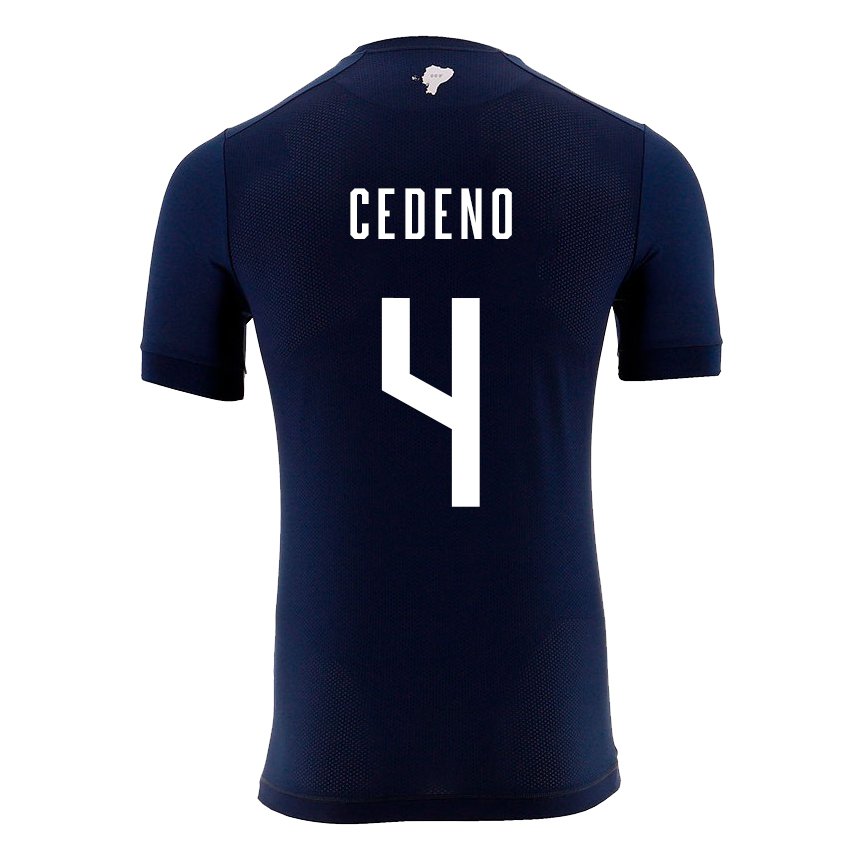 Niño Camiseta Ecuador Stefany Cedeno #4 Azul Marino 2ª Equipación 22-24 La Camisa