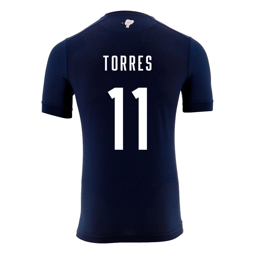 Niño Camiseta Ecuador Ambar Torres #11 Azul Marino 2ª Equipación 22-24 La Camisa
