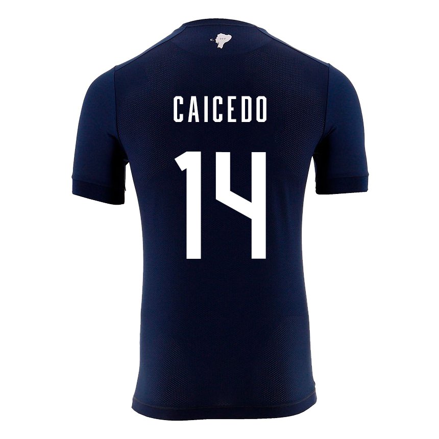 Niño Camiseta Ecuador Carina Caicedo #14 Azul Marino 2ª Equipación 22-24 La Camisa