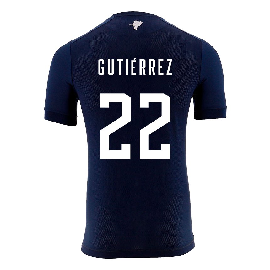 Niño Camiseta Ecuador Melanie Gutierrez #22 Azul Marino 2ª Equipación 22-24 La Camisa