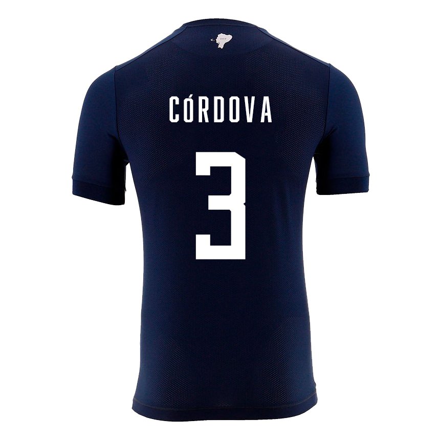 Niño Camiseta Ecuador Luis Cordova #3 Azul Marino 2ª Equipación 22-24 La Camisa