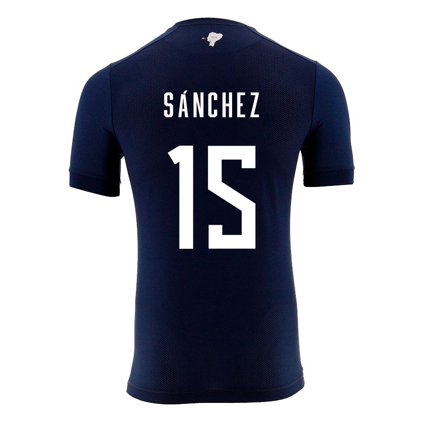 Niño Camiseta Ecuador Juan Sanchez #15 Azul Marino 2ª Equipación 22-24 La Camisa