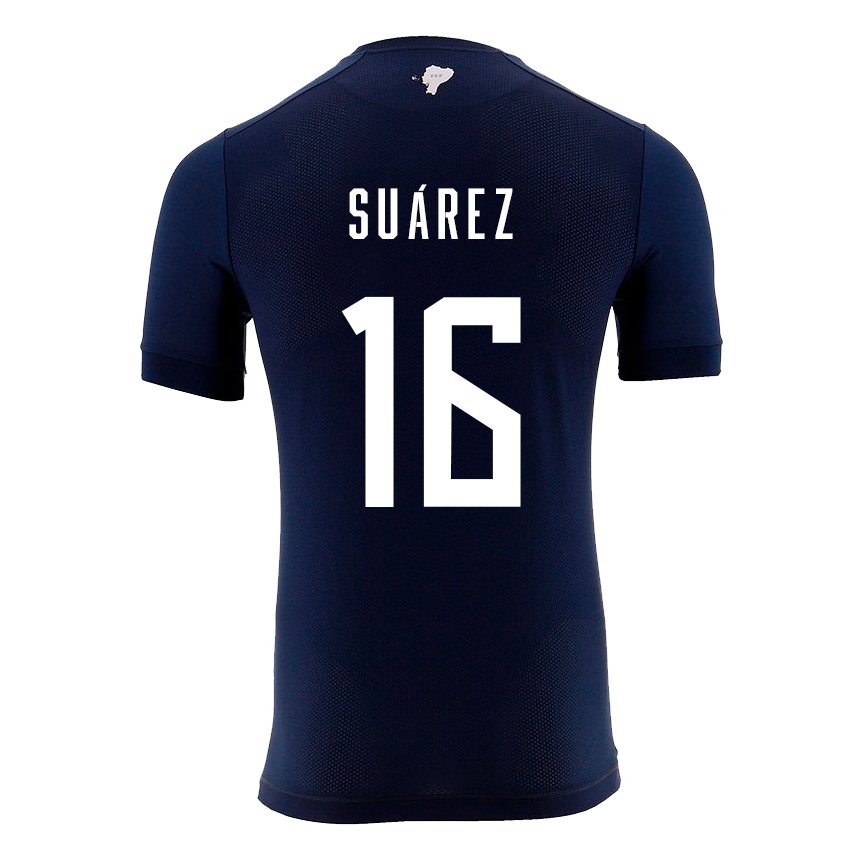 Niño Camiseta Ecuador Ariel Suarez #16 Azul Marino 2ª Equipación 22-24 La Camisa