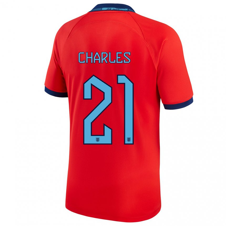 Niño Camiseta Inglaterra Niamh Charles #21 Rojo 2ª Equipación 22-24 La Camisa