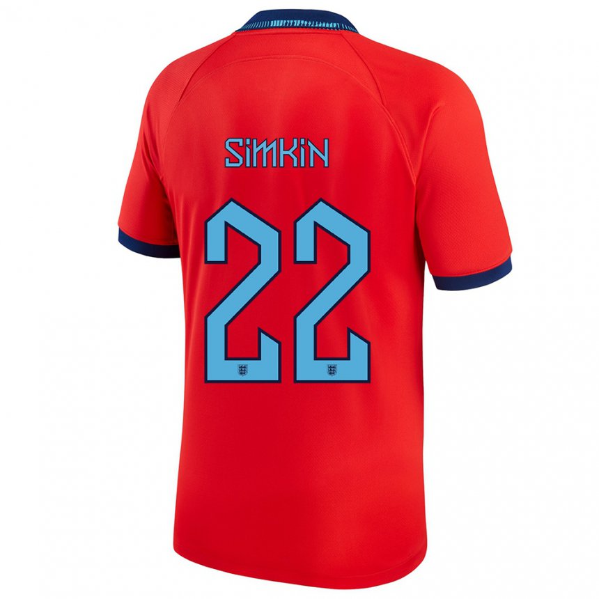 Niño Camiseta Inglaterra Tommy Simkin #22 Rojo 2ª Equipación 22-24 La Camisa