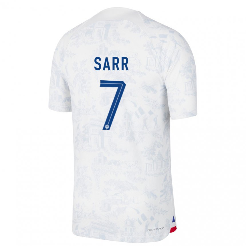 Niño Camiseta Francia Ouleymata Sarr #7 Blanco Azul 2ª Equipación 22-24 La Camisa