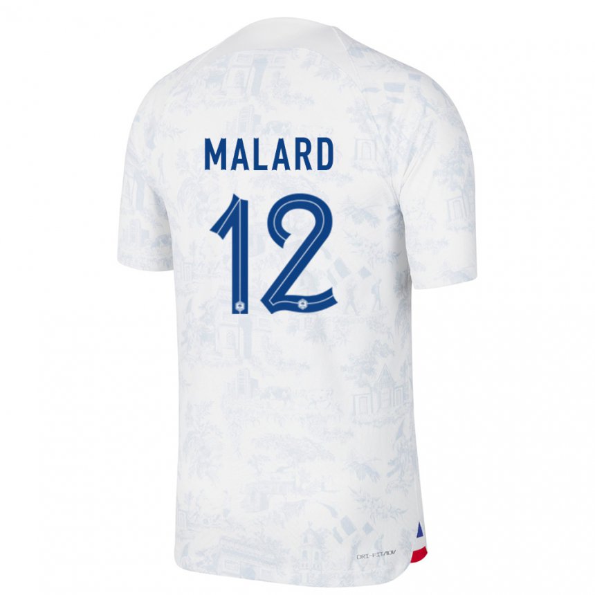 Niño Camiseta Francia Melvine Malard #12 Blanco Azul 2ª Equipación 22-24 La Camisa