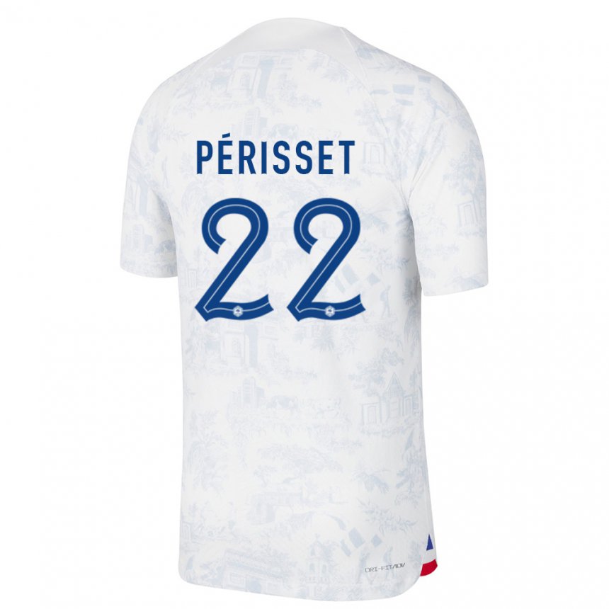 Niño Camiseta Francia Eve Perisset #22 Blanco Azul 2ª Equipación 22-24 La Camisa