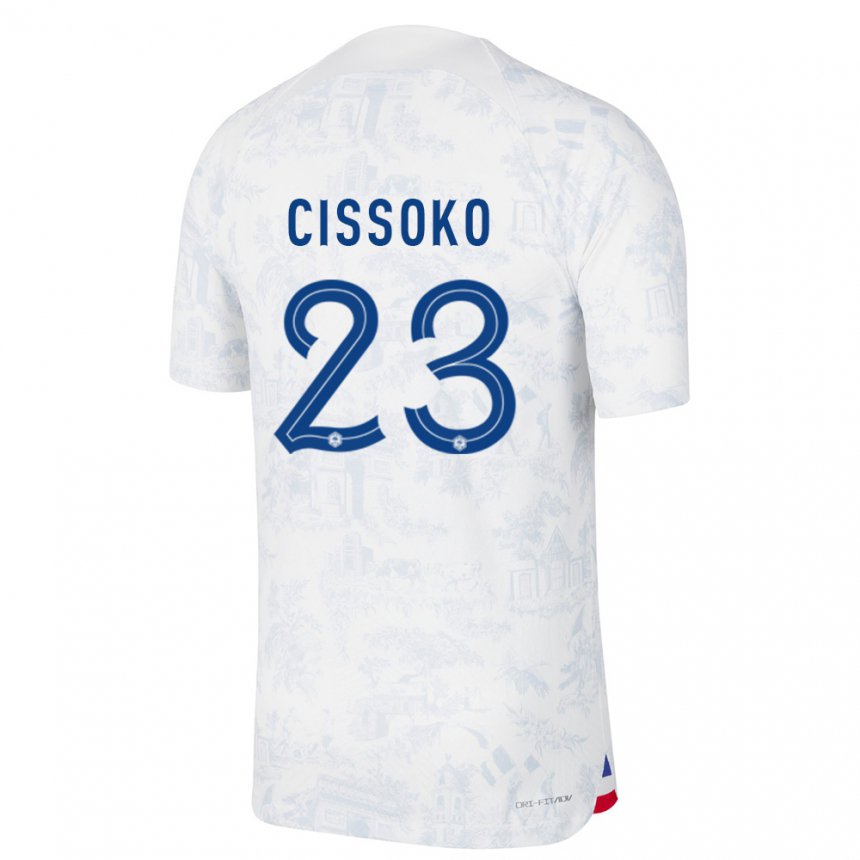 Niño Camiseta Francia Hawa Cissoko #23 Blanco Azul 2ª Equipación 22-24 La Camisa