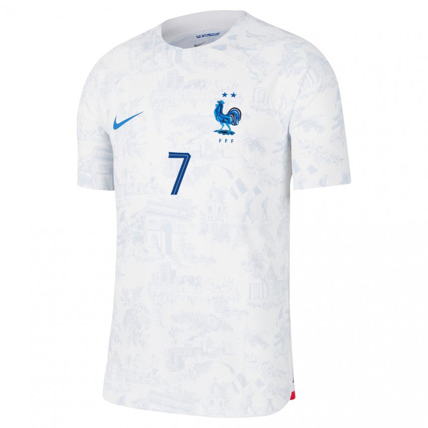 Niño Camiseta Francia Kouadio Kone #7 Blanco Azul 2ª Equipación 22-24 La Camisa