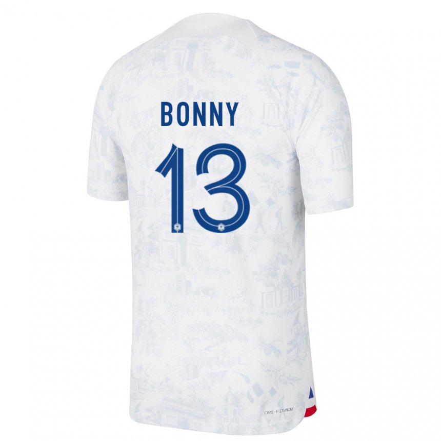 Niño Camiseta Francia Ange Yoan Bonny #13 Blanco Azul 2ª Equipación 22-24 La Camisa
