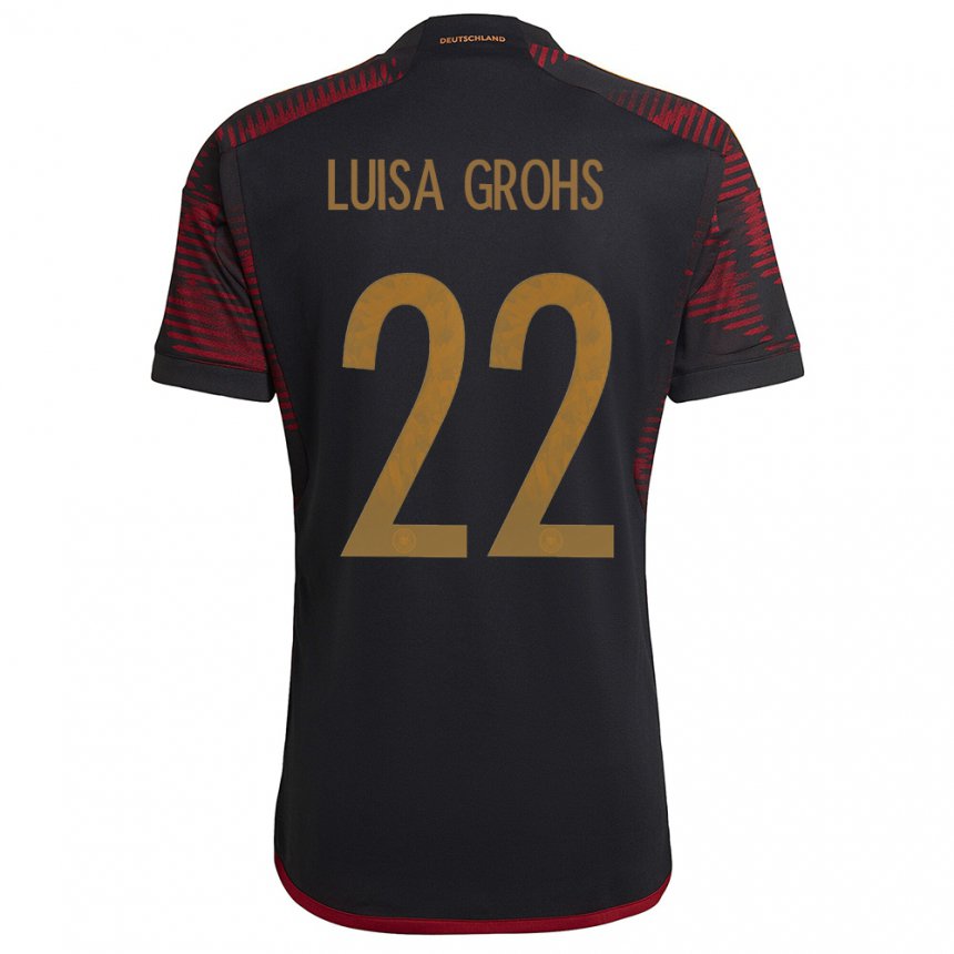 Niño Camiseta Alemania Maria Luisa Grohs #22 Granate Negro 2ª Equipación 22-24 La Camisa