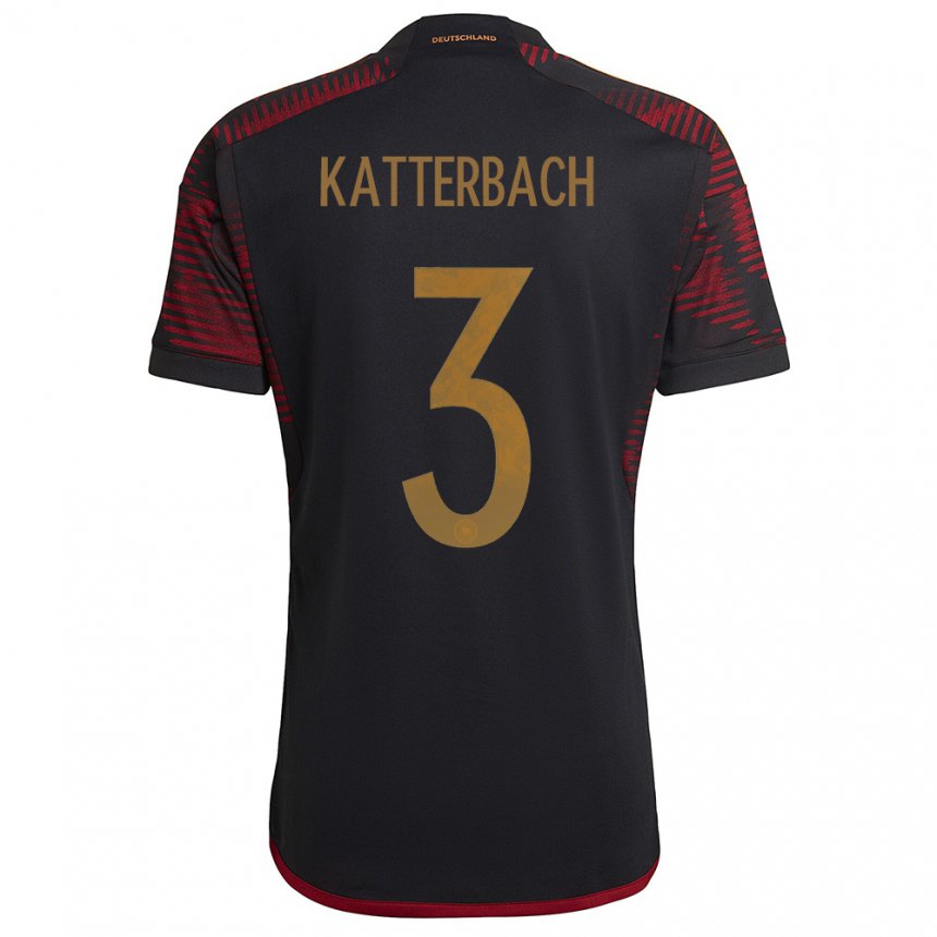 Niño Camiseta Alemania Noah Katterbach #3 Granate Negro 2ª Equipación 22-24 La Camisa