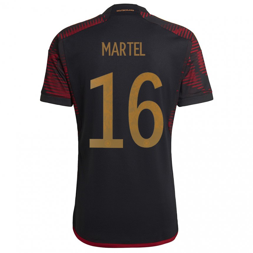 Niño Camiseta Alemania Eric Martel #16 Granate Negro 2ª Equipación 22-24 La Camisa