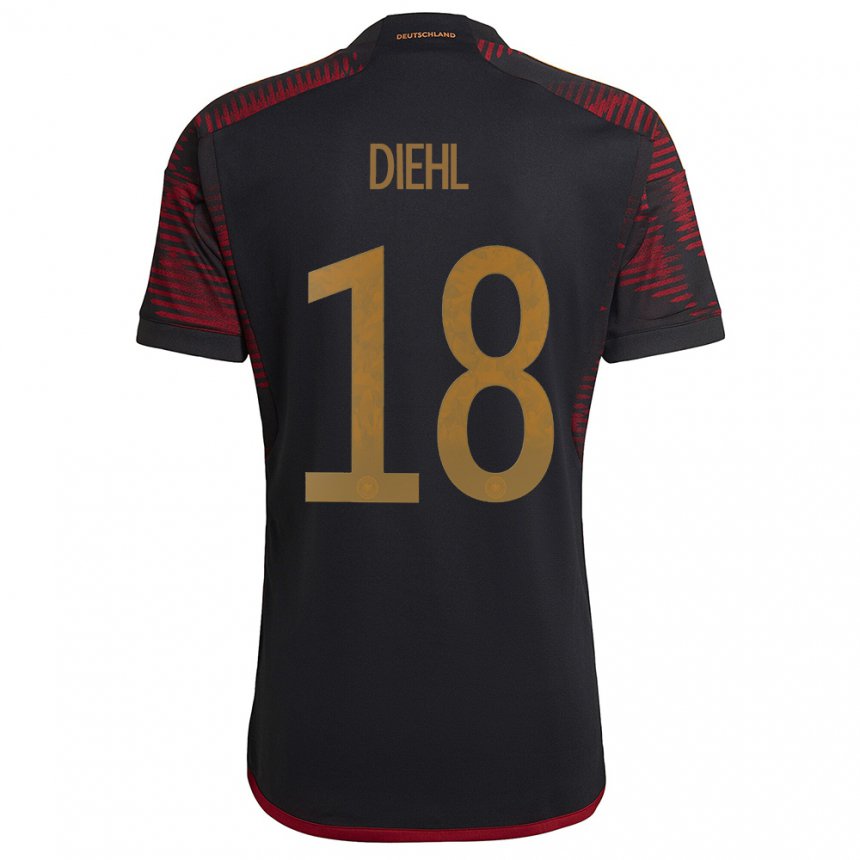 Niño Camiseta Alemania Justin Diehl #18 Granate Negro 2ª Equipación 22-24 La Camisa