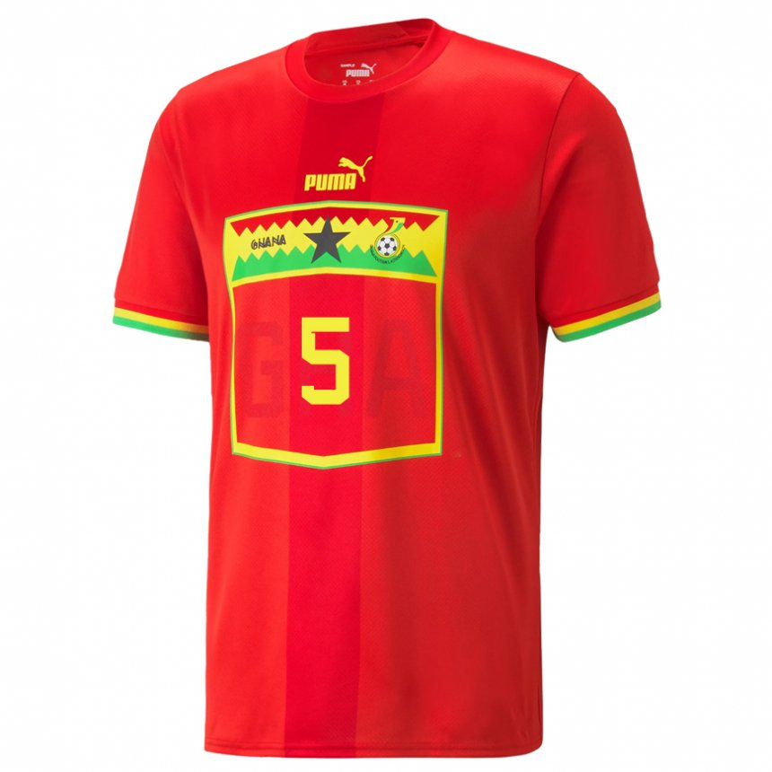 Niño Camiseta Ghana Boahen Gogoe Kwabena #5 Rojo 2ª Equipación 22-24 La Camisa