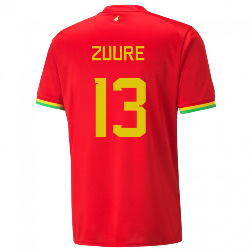 Niño Camiseta Ghana Moses Salifu Bawa Zuure #13 Rojo 2ª Equipación 22-24 La Camisa