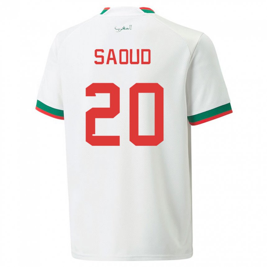 Niño Camiseta Marruecos Imane Saoud #20 Blanco 2ª Equipación 22-24 La Camisa