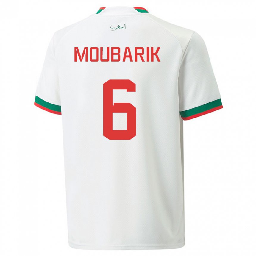 Niño Camiseta Marruecos El Mehdi Moubarik #6 Blanco 2ª Equipación 22-24 La Camisa