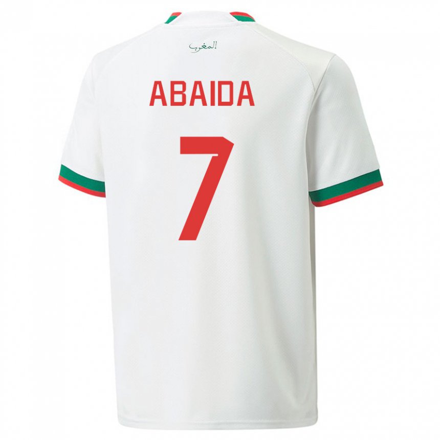 Niño Camiseta Marruecos Haitam Abaida #7 Blanco 2ª Equipación 22-24 La Camisa