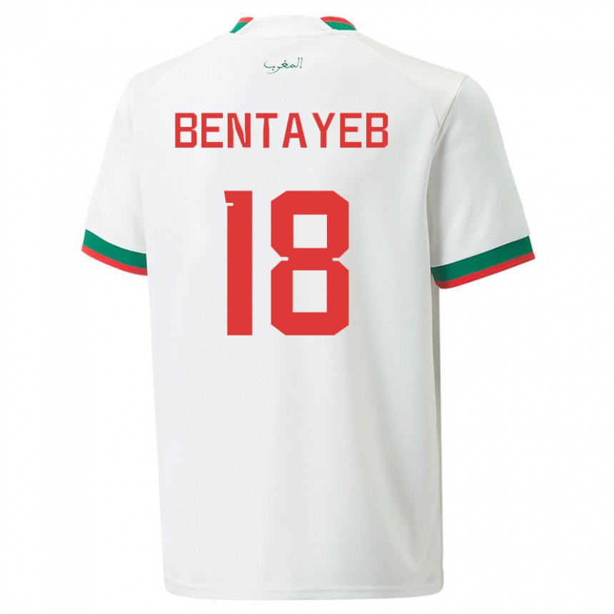 Niño Camiseta Marruecos Tawfik Bentayeb #18 Blanco 2ª Equipación 22-24 La Camisa
