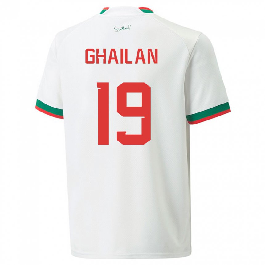 Niño Camiseta Marruecos Zacarias Ghailan #19 Blanco 2ª Equipación 22-24 La Camisa
