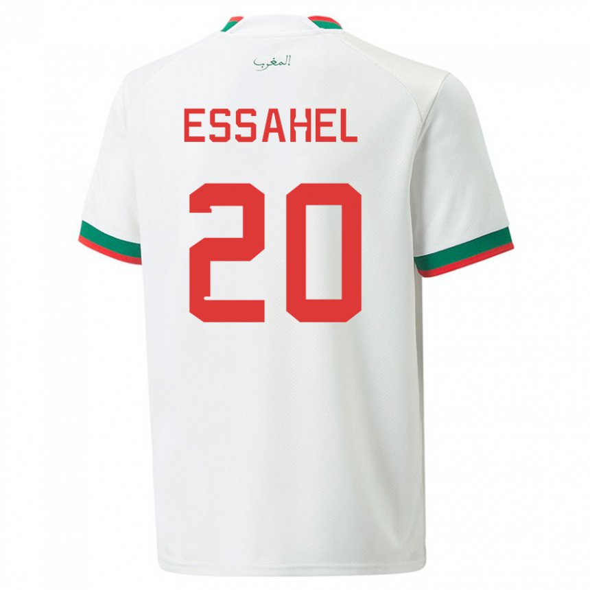 Niño Camiseta Marruecos Mohammed Amine Essahel #20 Blanco 2ª Equipación 22-24 La Camisa