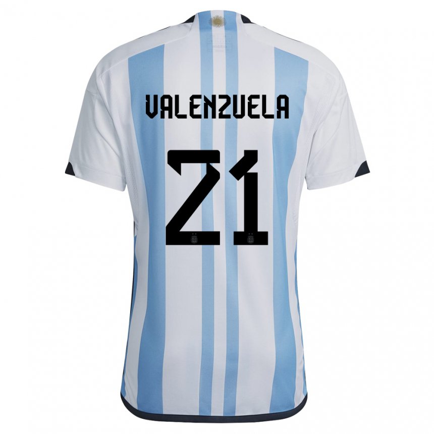 Hombre Camiseta Argentina Fernando Valenzuela #21 Blanco Cielo Azul 1ª Equipación 22-24 La Camisa