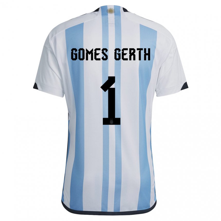 Hombre Camiseta Argentina Federico Gomes Gerth #1 Blanco Cielo Azul 1ª Equipación 22-24 La Camisa