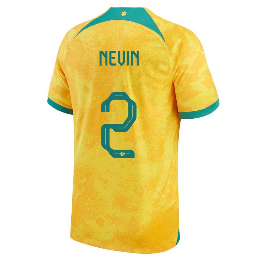 Hombre Camiseta Australia Courtney Nevin #2 Dorado 1ª Equipación 22-24 La Camisa
