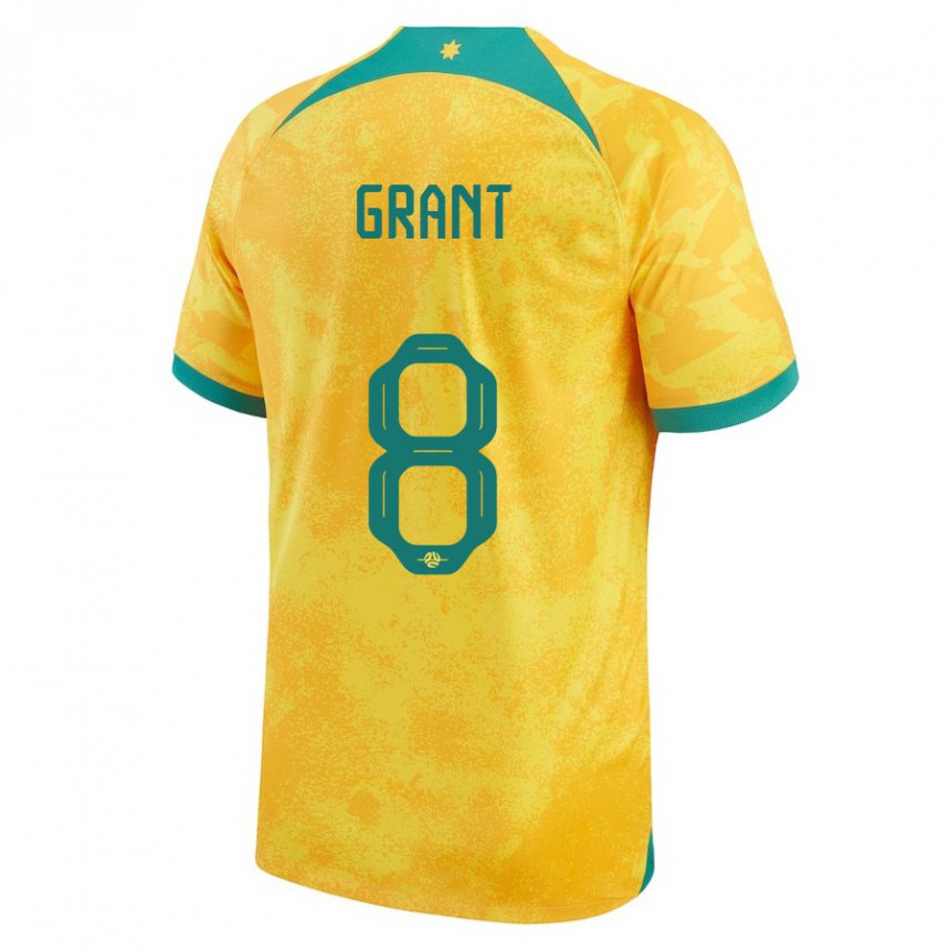 Hombre Camiseta Australia Charlotte Grant #8 Dorado 1ª Equipación 22-24 La Camisa