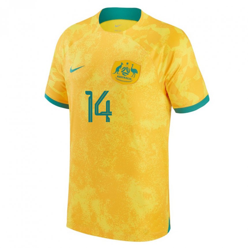 Hombre Camiseta Australia Alanna Kennedy #14 Dorado 1ª Equipación 22-24 La Camisa