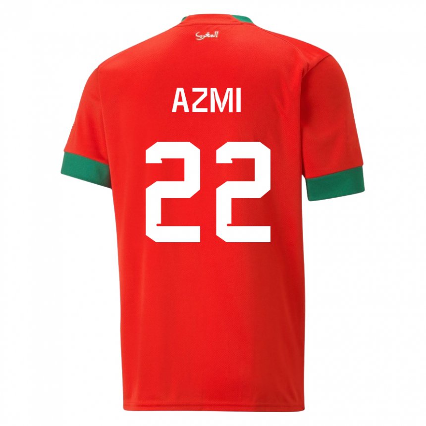 Hombre Camiseta Marruecos Ahmed Azmi #22 Rojo 1ª Equipación 22-24 La Camisa