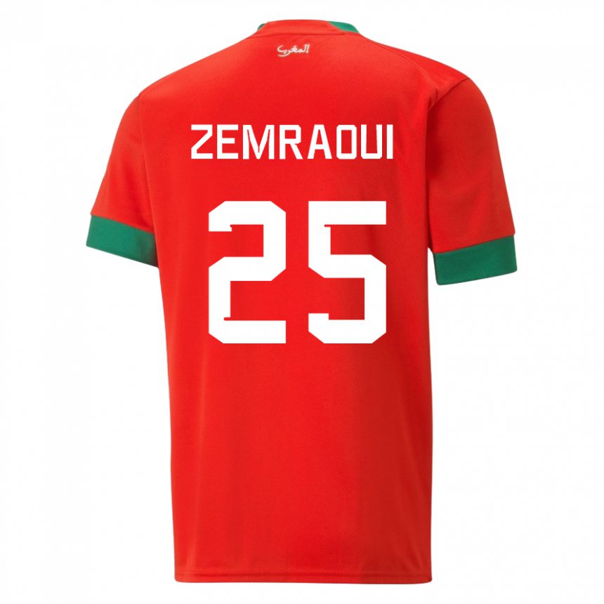Hombre Camiseta Marruecos Oussama Zemraoui #25 Rojo 1ª Equipación 22-24 La Camisa