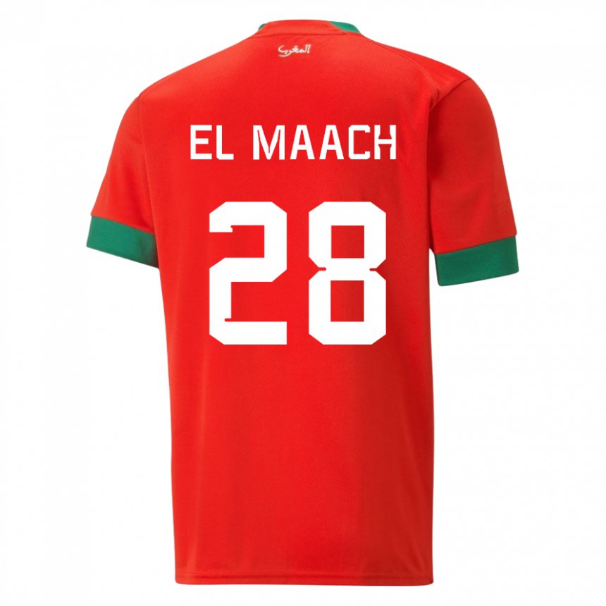 Hombre Camiseta Marruecos Fouad El Maach #28 Rojo 1ª Equipación 22-24 La Camisa