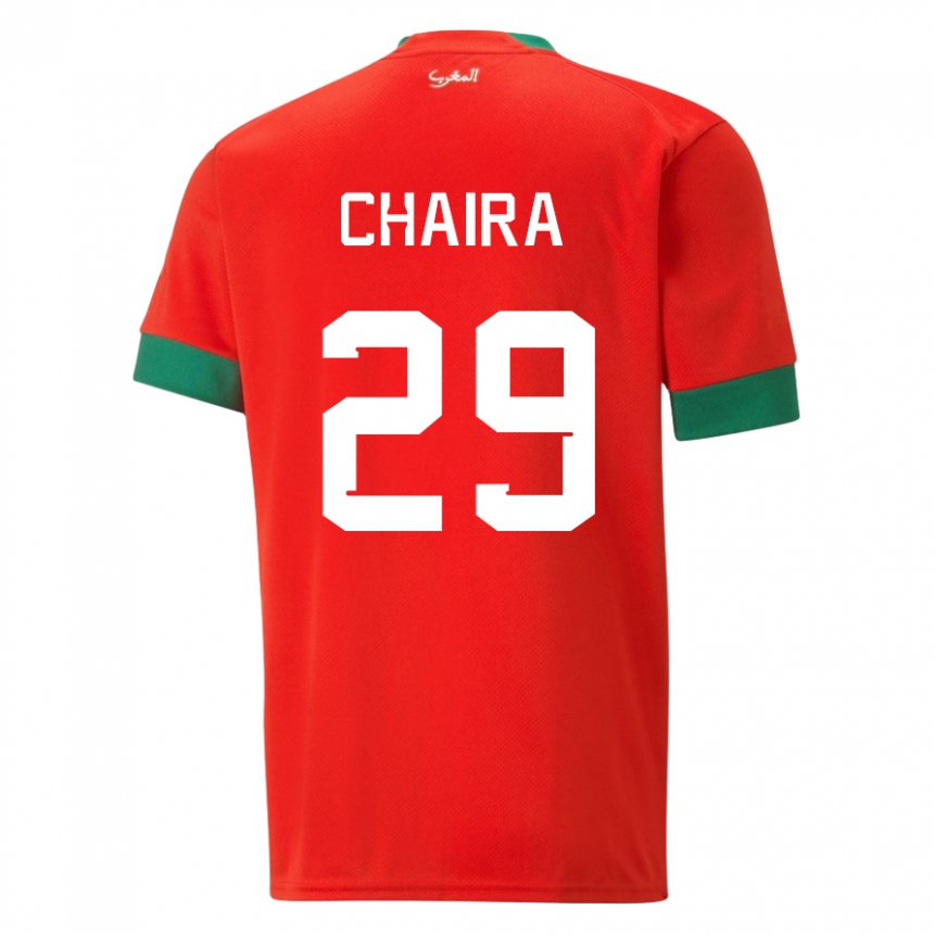 Hombre Camiseta Marruecos Ilyas Chaira #29 Rojo 1ª Equipación 22-24 La Camisa