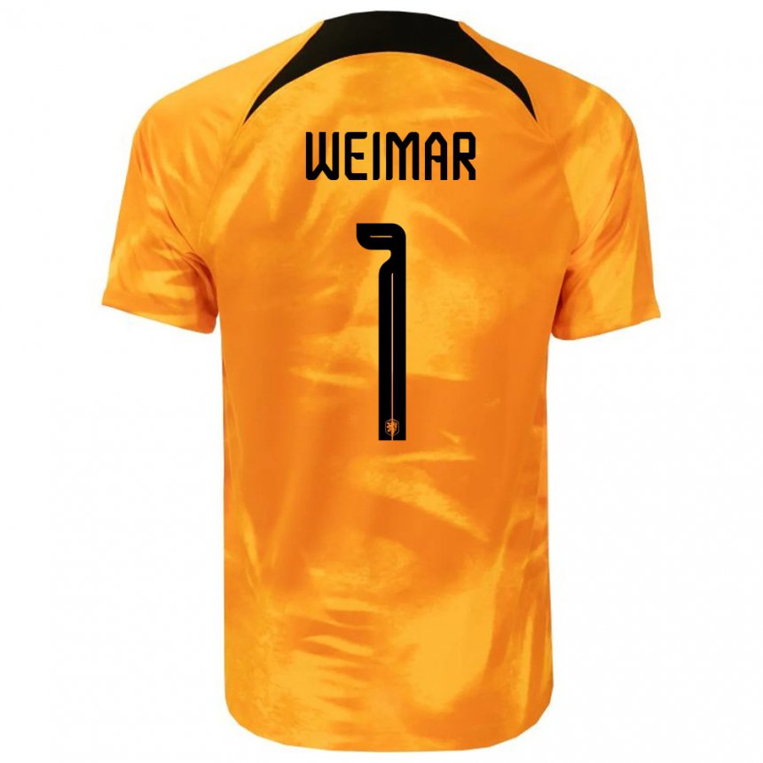Hombre Camiseta Países Bajos Jacintha Weimar #1 Naranja Láser 1ª Equipación 22-24 La Camisa