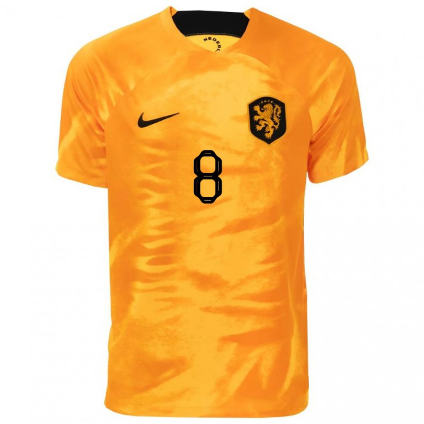 Hombre Camiseta Países Bajos Sisca Folkertsma #8 Naranja Láser 1ª Equipación 22-24 La Camisa