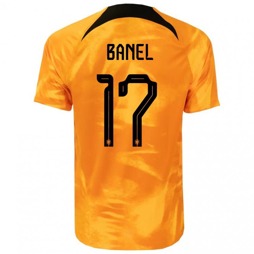 Hombre Camiseta Países Bajos Jaydon Banel #17 Naranja Láser 1ª Equipación 22-24 La Camisa