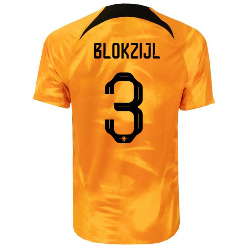 Hombre Camiseta Países Bajos Thijmen Blokzijl #3 Naranja Láser 1ª Equipación 22-24 La Camisa