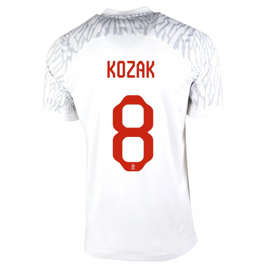 Hombre Camiseta Polonia Kinga Kozak #8 Blanco 1ª Equipación 22-24 La Camisa
