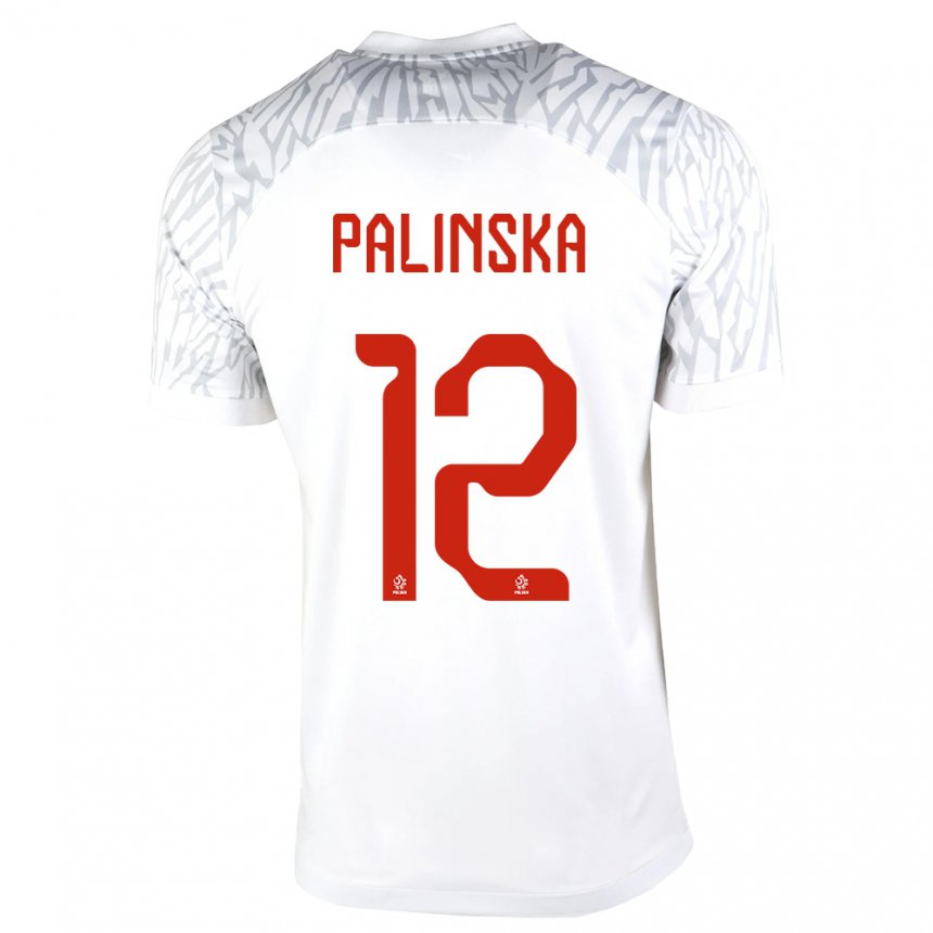 Hombre Camiseta Polonia Anna Palinska #12 Blanco 1ª Equipación 22-24 La Camisa