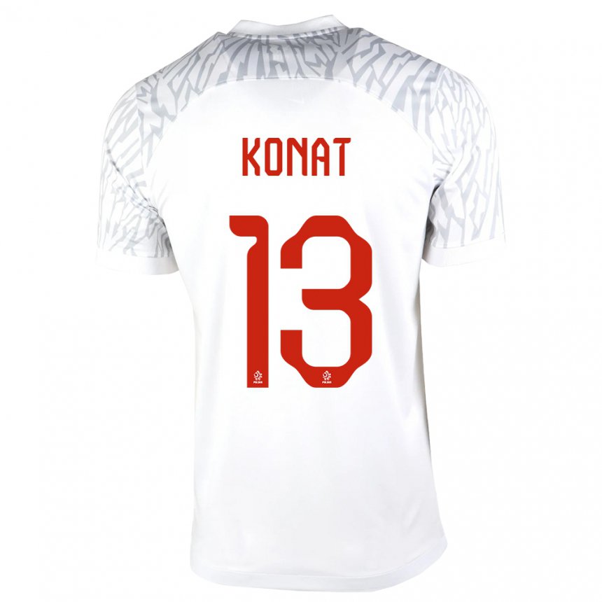 Hombre Camiseta Polonia Katarzyna Konat #13 Blanco 1ª Equipación 22-24 La Camisa